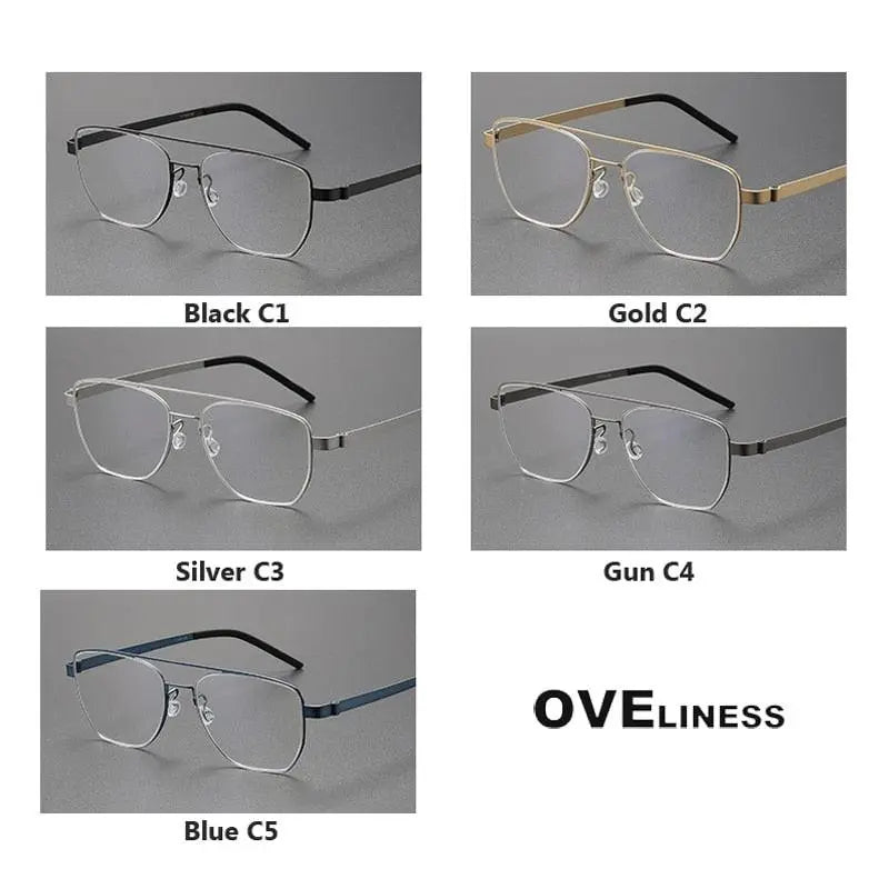 Unisex Square Full Rim Titanium Double Bridge Prescription Glasses 9622 — view 10 | Rx Spectacle