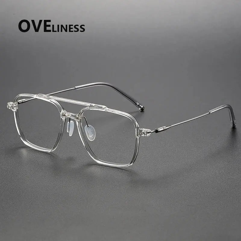 Unisex Square Full Rim Titanium Double Bridge Prescription Glasses 88658 — view 3 | Rx Spectacle