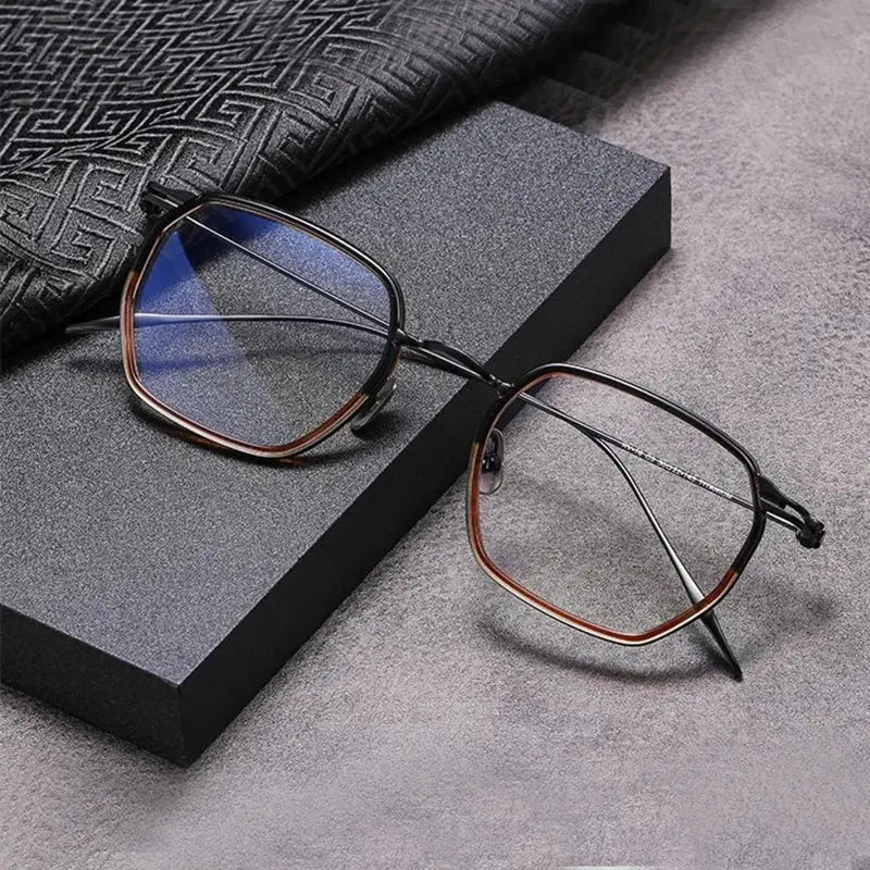 Unisex Square Full Rim Titanium Prescription Glasses 49216 — view 6 | Rx Spectacle