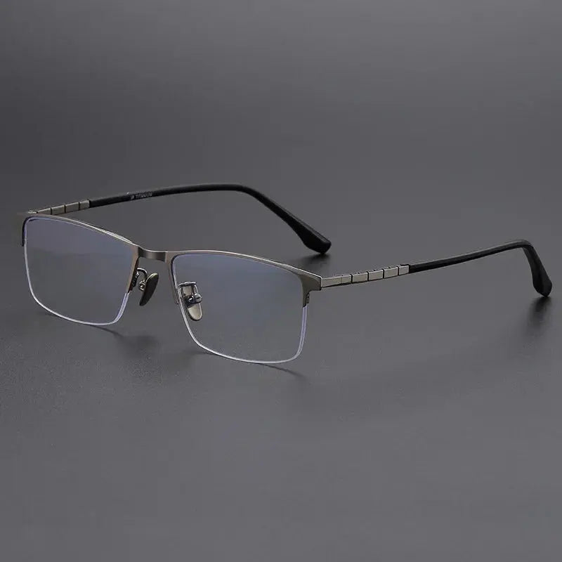 Men's Square Semi-Rimless Titanium Prescription Glasses 89187 — view 4 | Rx Spectacle