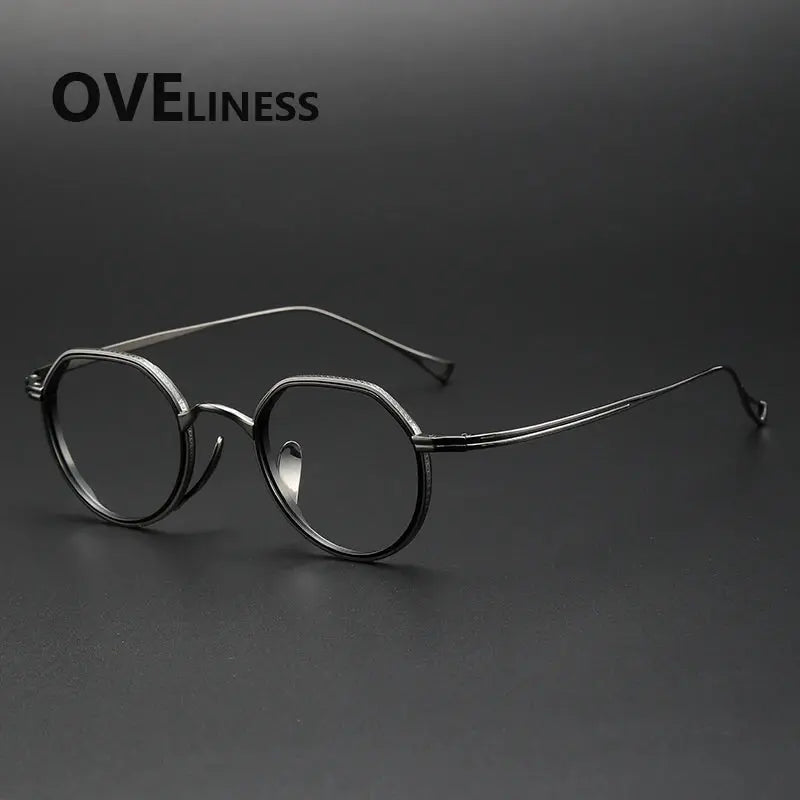 Women's Round Full Rim Titanium Flat Top Prescription Glasses 62123 — view 4 | Rx Spectacle