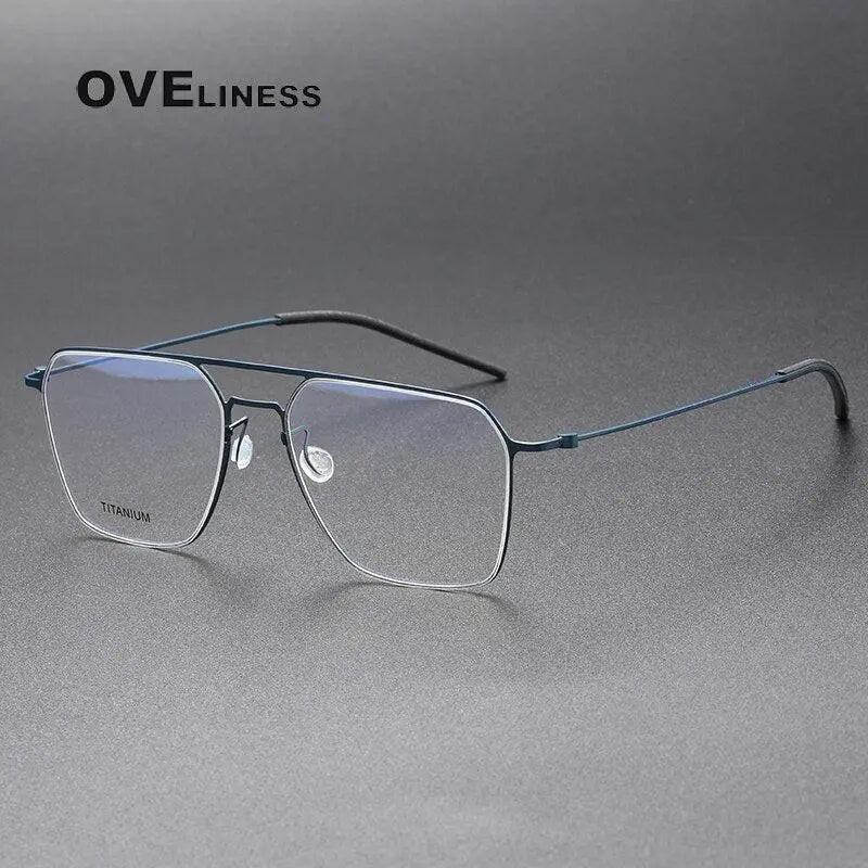 Unisex Square Full Rim Titanium Double Bridge Prescription Glasses 5517 — view 4 | Rx Spectacle