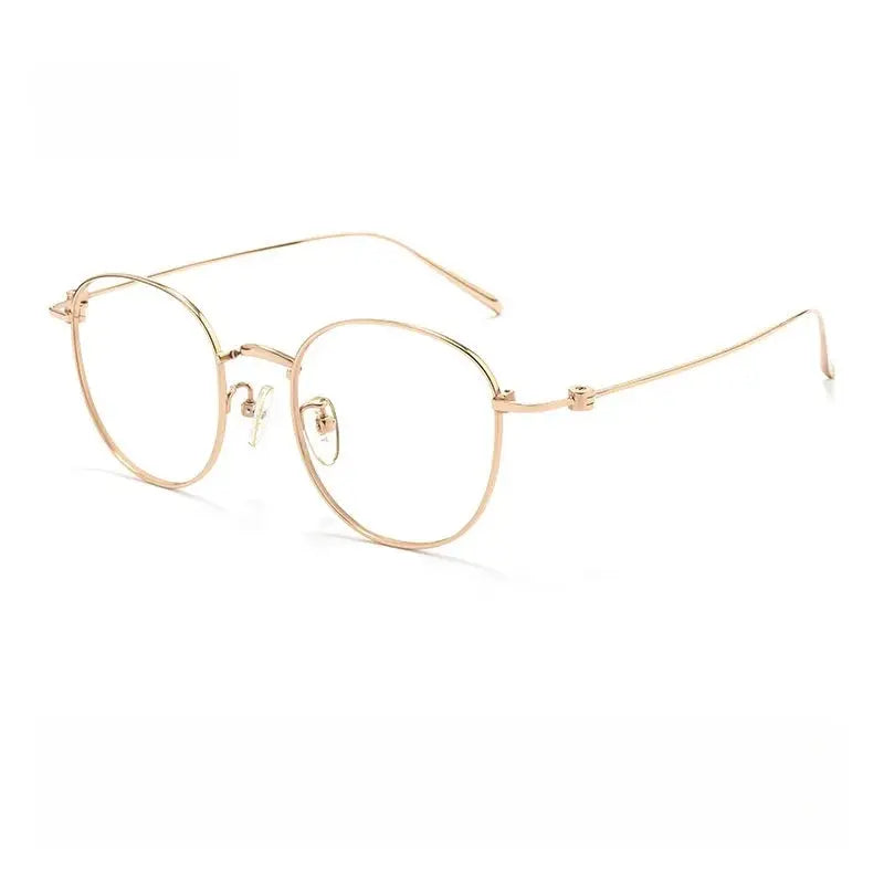 Unisex Round Full Rim Titanium Flat Top Prescription Glasses 90237 — view 5 | Rx Spectacle