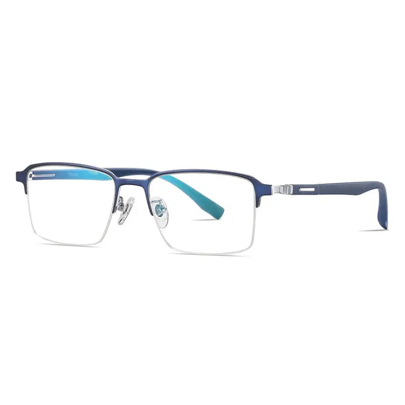 Men's Square Semi-Rimless Titanium Oversized Prescription Glasses 62089 — view 4 | Rx Spectacle