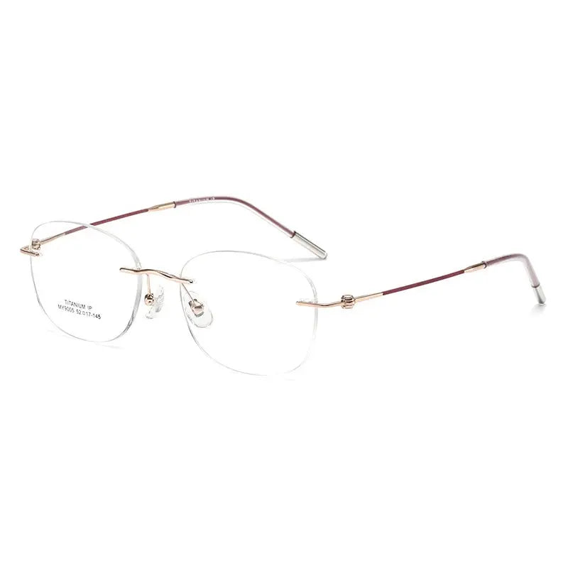 Women's Oval Rimless Titanium Prescription Glasses 69005 — view 4 | Rx Spectacle