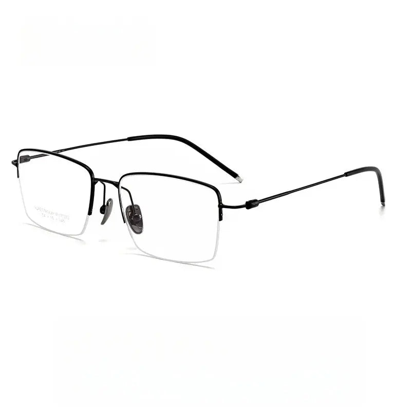 Men's Square Semi-Rimless Titanium Prescription Glasses 81775 — view 3 | Rx Spectacle