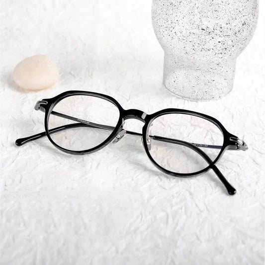 Unisex Oval Full Rim Titanium Flat Top Prescription Glasses 19834 — view 1 | Rx Spectacle