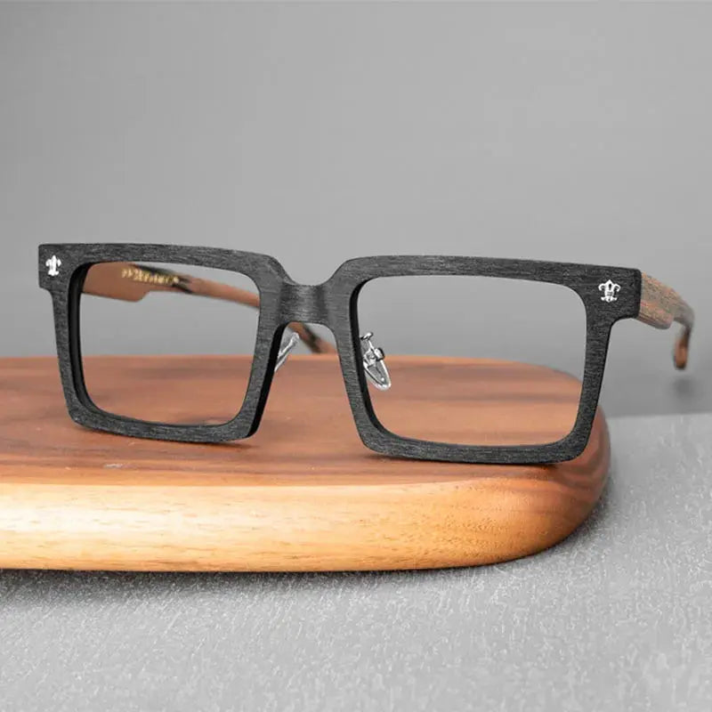 Unisex Square Full Rim Wood Oversized Prescription Glasses 10959 — view 3 | Rx Spectacle