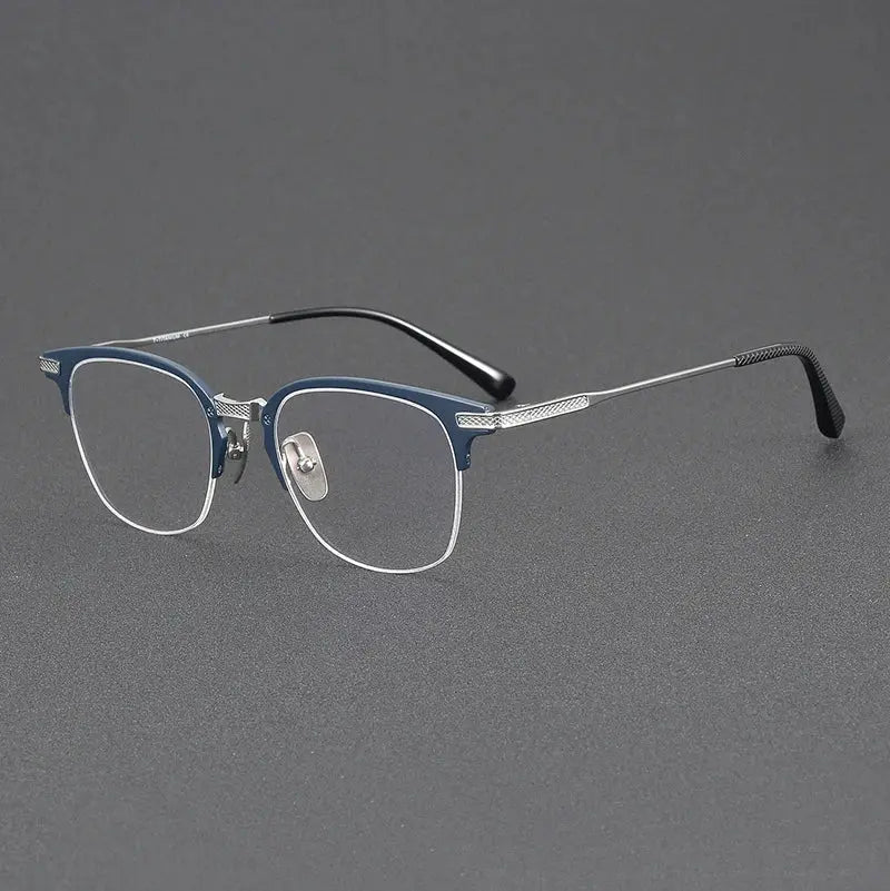 Unisex Square Semi-Rimless Titanium Oversized Prescription Glasses 396424 — view 6 | Rx Spectacle