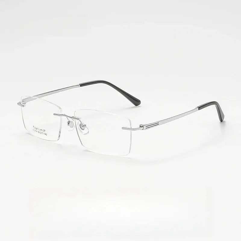 Men's Square Rimless Titanium Oversized Prescription Glasses 71374 — view 4 | Rx Spectacle