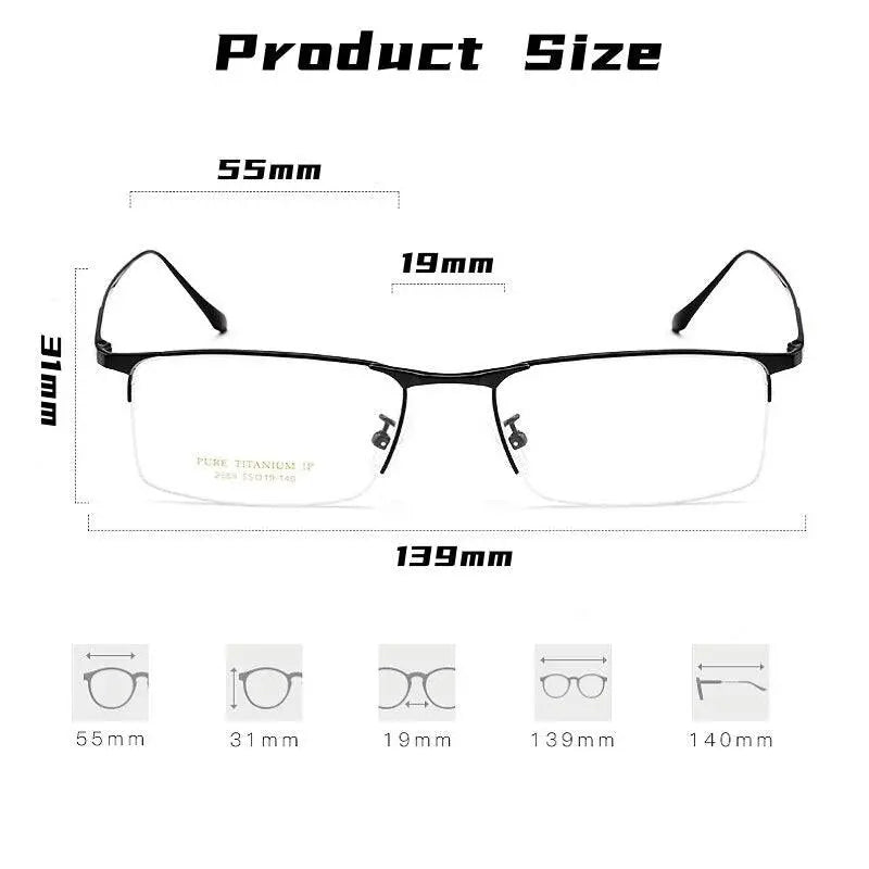 Men's Square Semi-Rimless Titanium Prescription Glasses 2089p — view 5 | Rx Spectacle