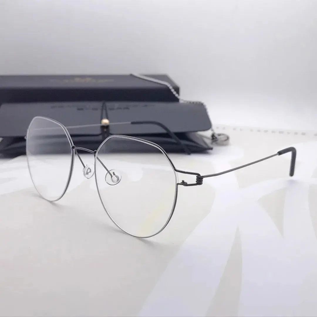 Women's Round Full Rim Titanium Flat Top Prescription Glasses 64135 — view 1 | Rx Spectacle
