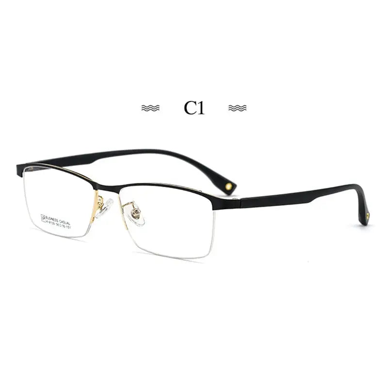 Men's Rectangular Semi-Rimless Alloy Prescription Glasses 910900 — view 4 | Rx Spectacle