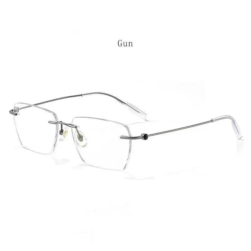 Unisex Square Rimless Titanium Prescription Glasses 71327 — view 7 | Rx Spectacle