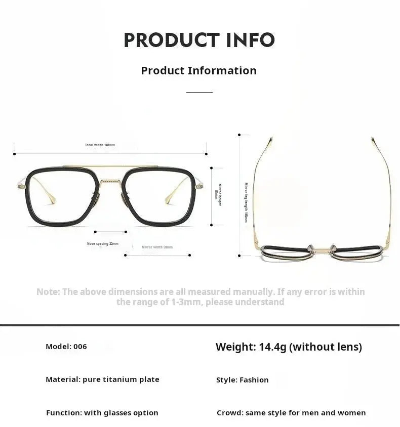 Men's Square Full Rim Titanium Double Bridge Prescription Glasses 774006 — view 2 | Rx Spectacle
