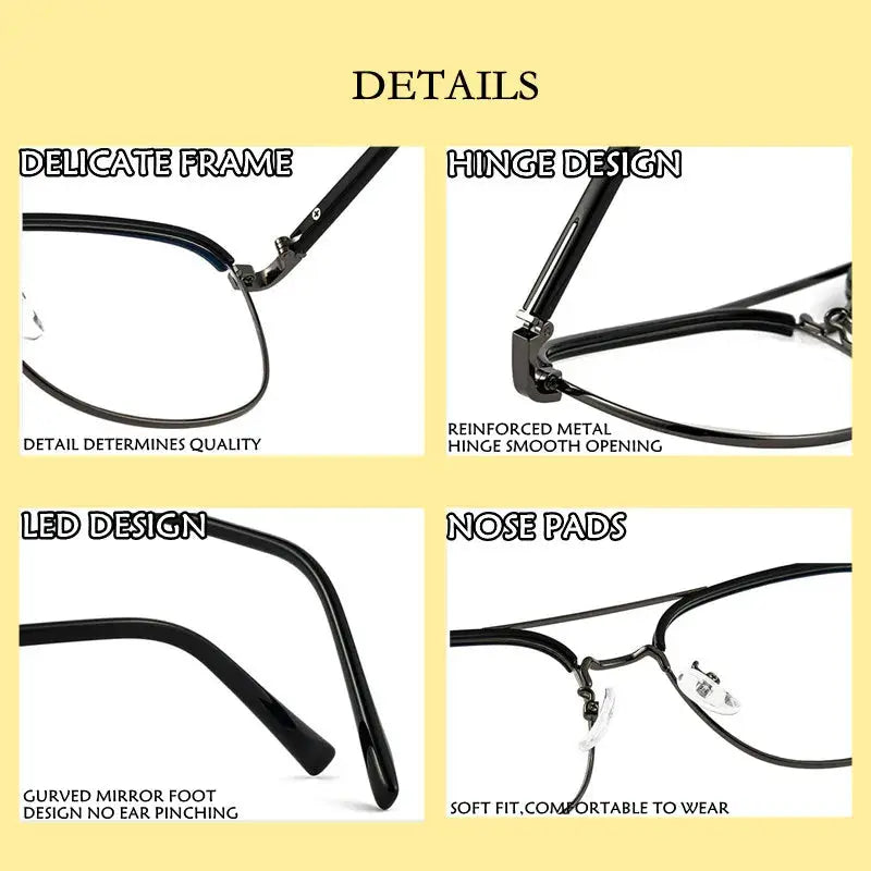 Unisex Square Full Rim Alloy Double Bridge Reading Glasses 18032 — view 4 | Rx Spectacle