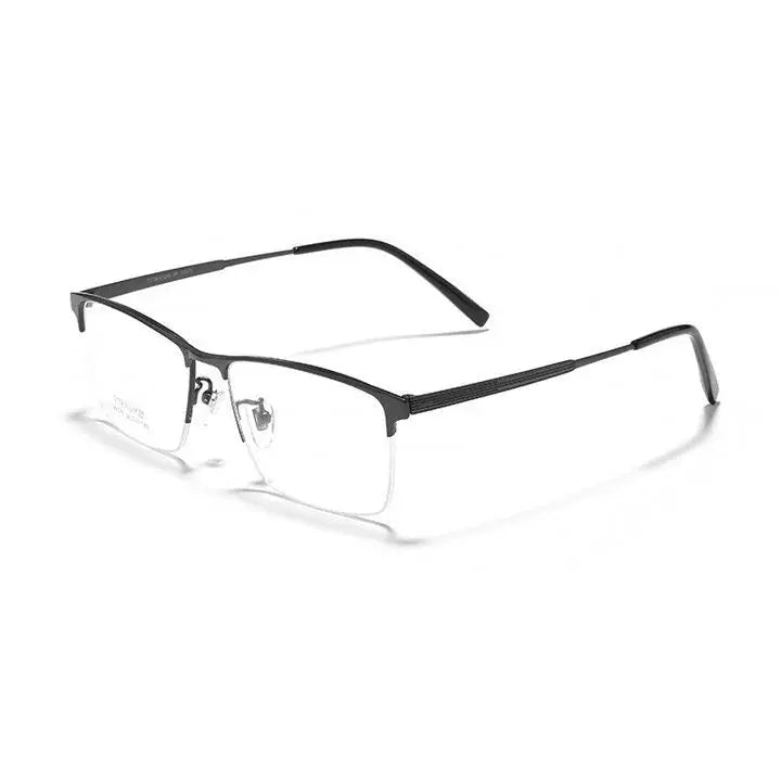 Men's Square Semi-Rimless Titanium Prescription Glasses 89579 — view 3 | Rx Spectacle