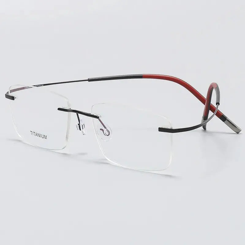Unisex Square Rimless Titanium Prescription Glasses 87577 — view 3 | Rx Spectacle