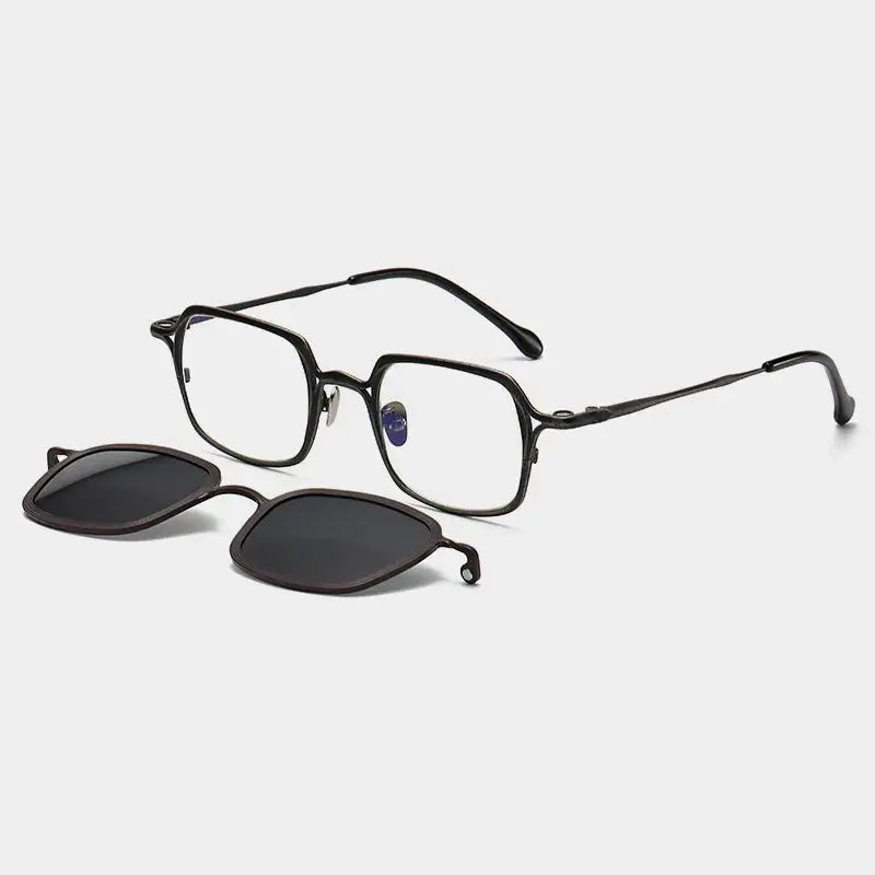 Men's Square Full Rim Titanium Clip-On Prescription Glasses 5969 — view 4 | Rx Spectacle