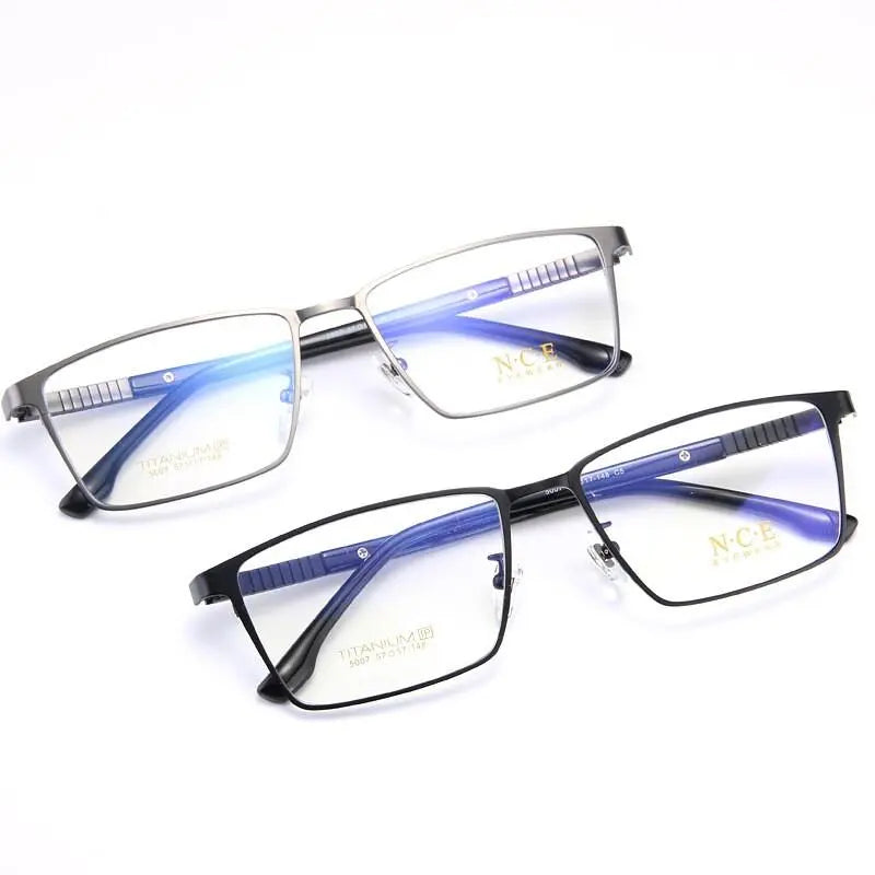 Men's Square Full Rim Titanium Prescription Glasses 5007 — view 5 | Rx Spectacle
