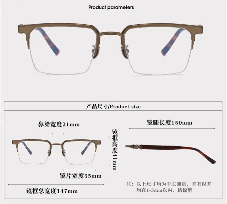 Unisex Browline Semi-Rimless Titanium Prescription Glasses 886860 — view 2 | Rx Spectacle