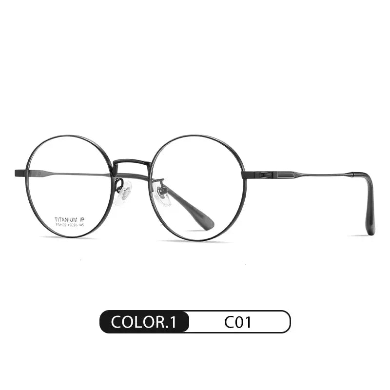 Women's Round Full Rim Titanium Prescription Glasses 31102 — view 5 | Rx Spectacle