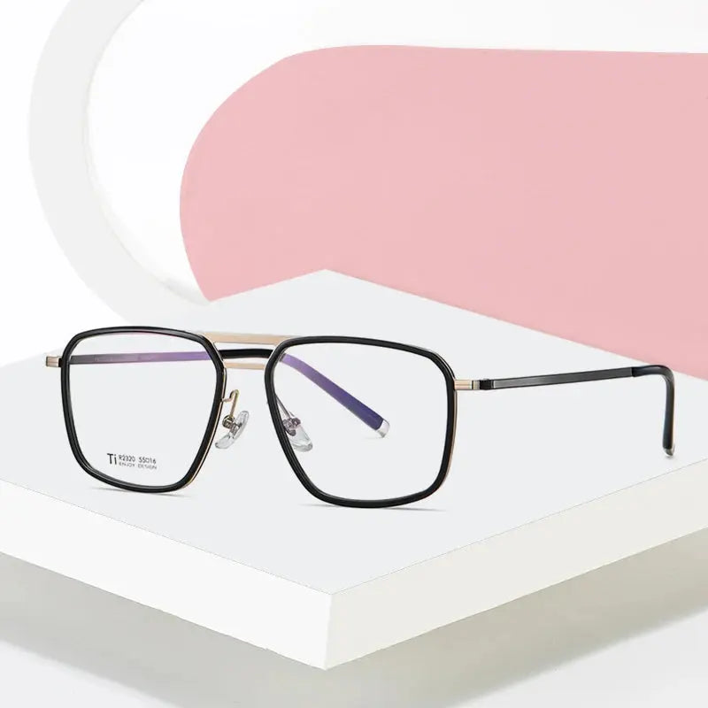 Unisex Square Full Rim Titanium Double Bridge Prescription Glasses 72320 — view 2 | Rx Spectacle
