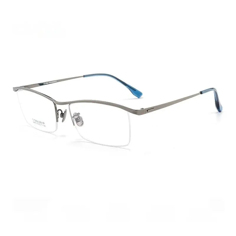 Men's Browline Semi-Rimless Titanium Prescription Glasses 80161 — view 3 | Rx Spectacle