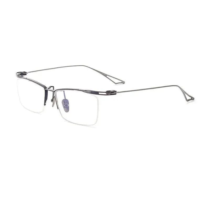 Unisex Browline Semi-Rimless Titanium Prescription Glasses 2266 — view 7 | Rx Spectacle