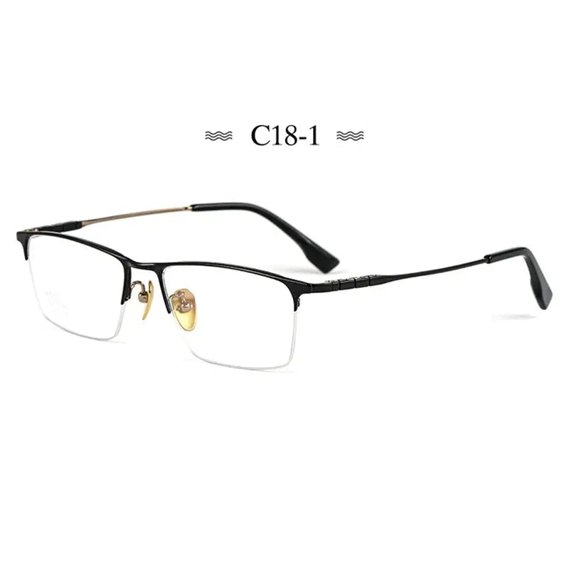 Men's Square Semi-Rimless Titanium Prescription Glasses 76010 — view 5 | Rx Spectacle