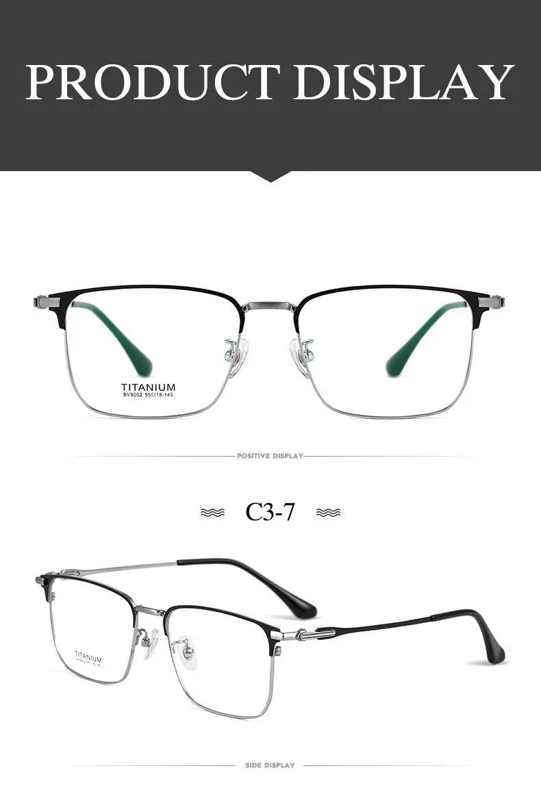 Men's Square Semi-Rimless Titanium Prescription Glasses Bv9002 — view 10 | Rx Spectacle