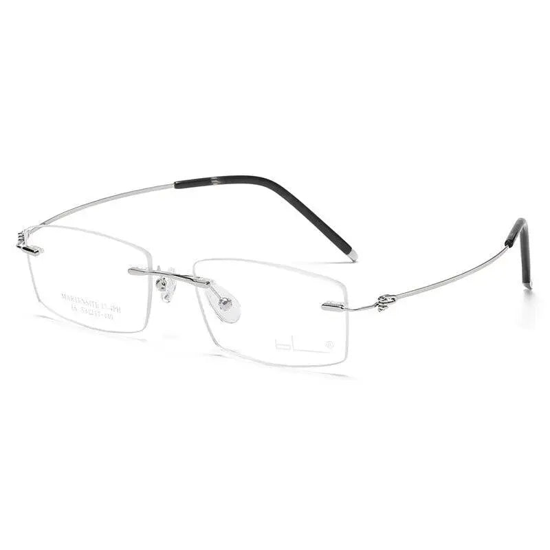 Unisex Rectangular Rimless Titanium Prescription Glasses 8581 — view 5 | Rx Spectacle