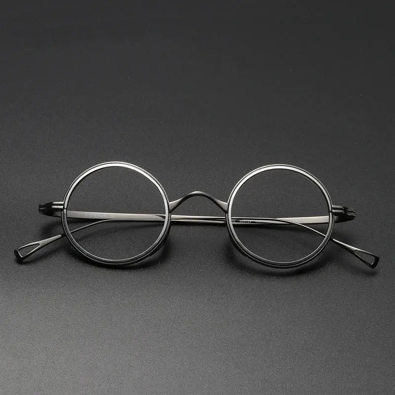 Unisex Round Full Rim Titanium Prescription Glasses Km123 — view 10 | Rx Spectacle