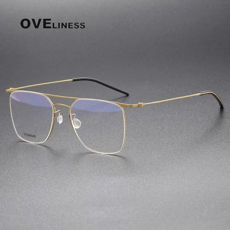 Men's Square Full Rim Titanium Double Bridge Prescription Glasses 5502 — view 4 | Rx Spectacle