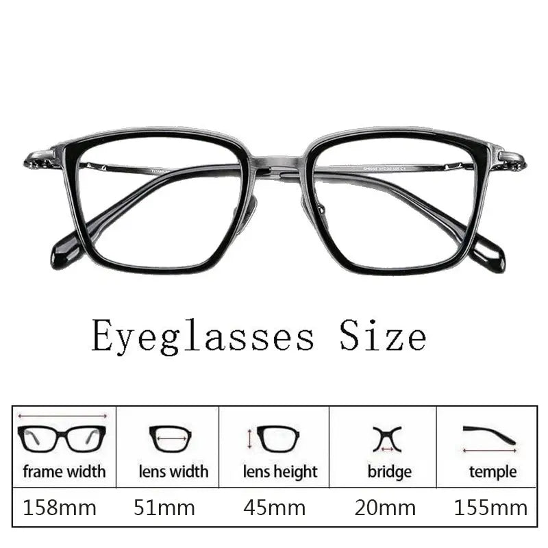 Men's Square Full Rim Titanium Prescription Glasses 005500 — view 2 | Rx Spectacle