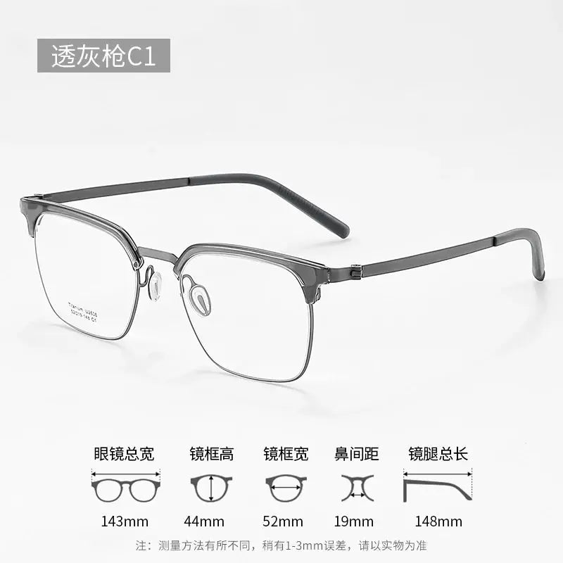 Unisex Browline Full Rim Titanium Prescription Glasses 2606 — view 12 | Rx Spectacle