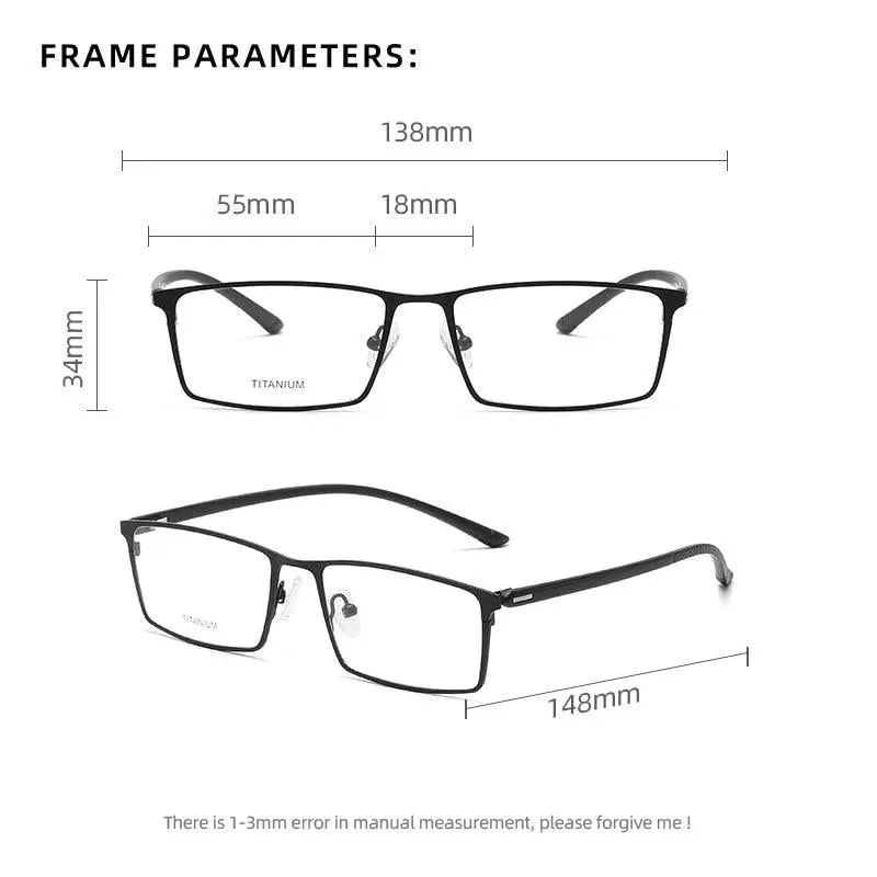 Unisex Square Full Rim Titanium Prescription Glasses P9850 — view 7 | Rx Spectacle