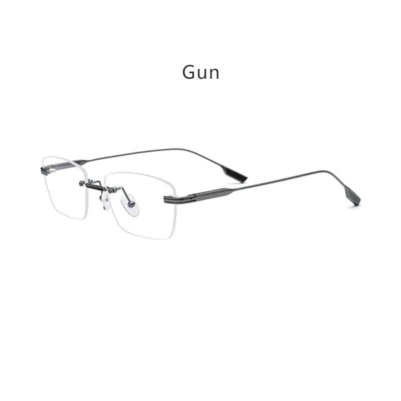 Unisex Polygon Rimless Titanium Prescription Glasses 10093 — view 6 | Rx Spectacle
