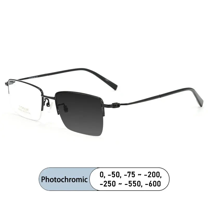 Unisex Square Semi-Rimless Titanium Reading Glasses 69908 — view 3 | Rx Spectacle