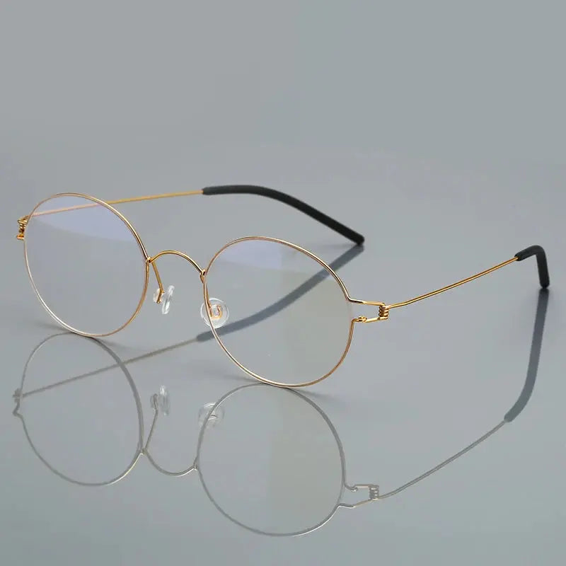 Women's Round Full Rim Titanium Screwless Prescription Glasses 76602 — view 3 | Rx Spectacle