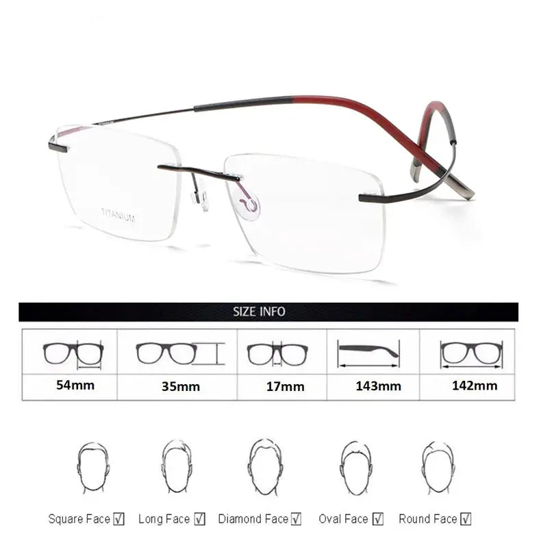 Unisex Square Rimless Titanium Prescription Glasses 87577 — view 2 | Rx Spectacle