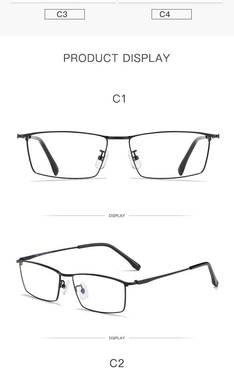 Men's Rectangular Full Rim Titanium Prescription Glasses J85517 — view 10 | Rx Spectacle