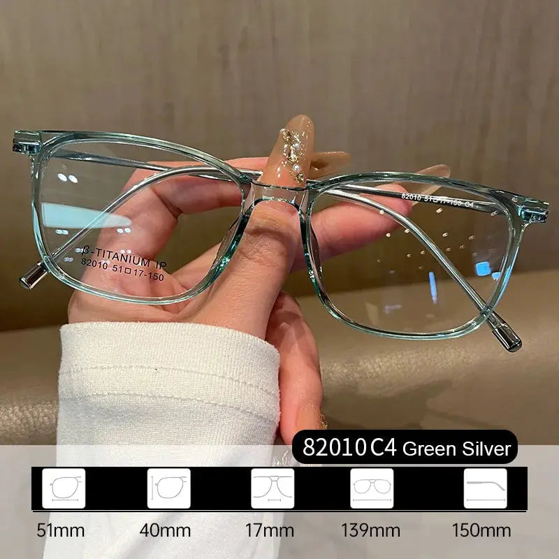 Women's Square Full Rim Titanium Prescription Glasses 82010 — view 4 | Rx Spectacle