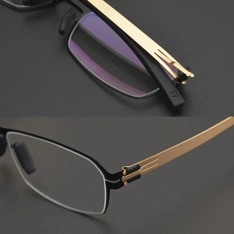 Unisex Square Semi-Rimless Stainless Steel Prescription Glasses 49006 — view 5 | Rx Spectacle