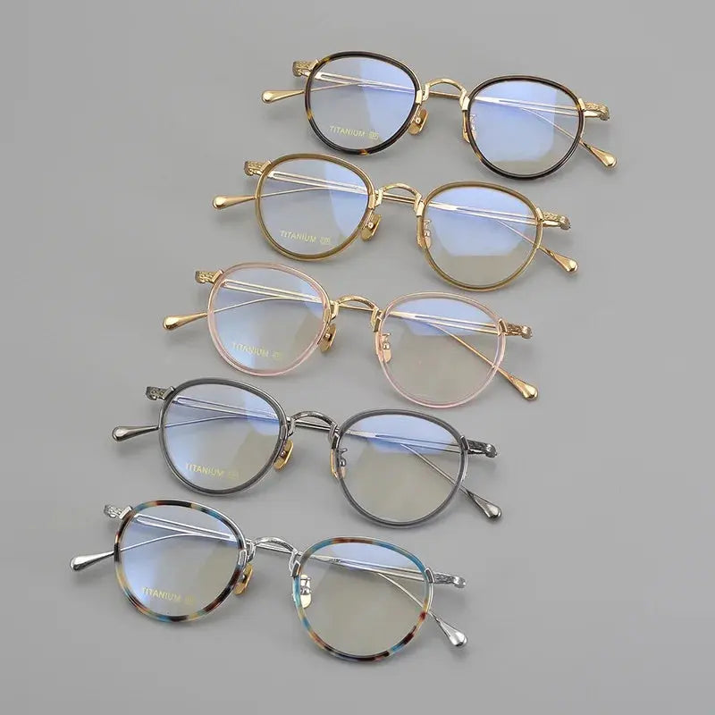 Unisex Oval Full Rim Titanium Prescription Glasses E046 — view 6 | Rx Spectacle