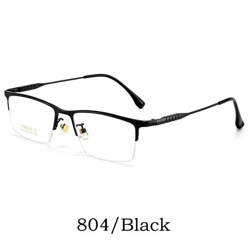 Unisex Browline Semi-Rimless Titanium Prescription Glasses 80411 — view 3 | Rx Spectacle