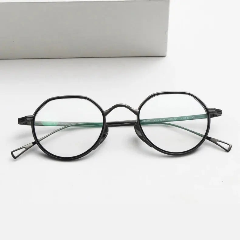 Women's Round Full Rim Titanium Flat Top Prescription Glasses 361221 — view 4 | Rx Spectacle