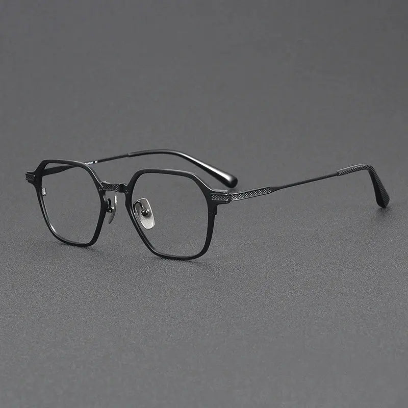 Unisex Square Full Rim Titanium Flat Top Prescription Glasses 63425 — view 4 | Rx Spectacle
