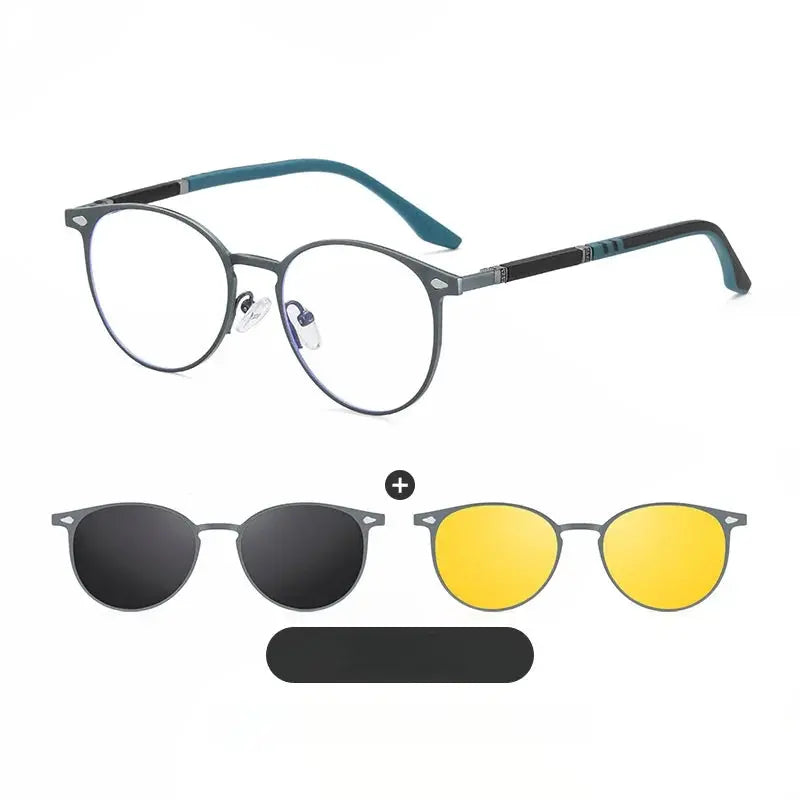 Women's Round Full Rim Stainless Steel Clip-On Prescription Glasses 77043 — view 4 | Rx Spectacle