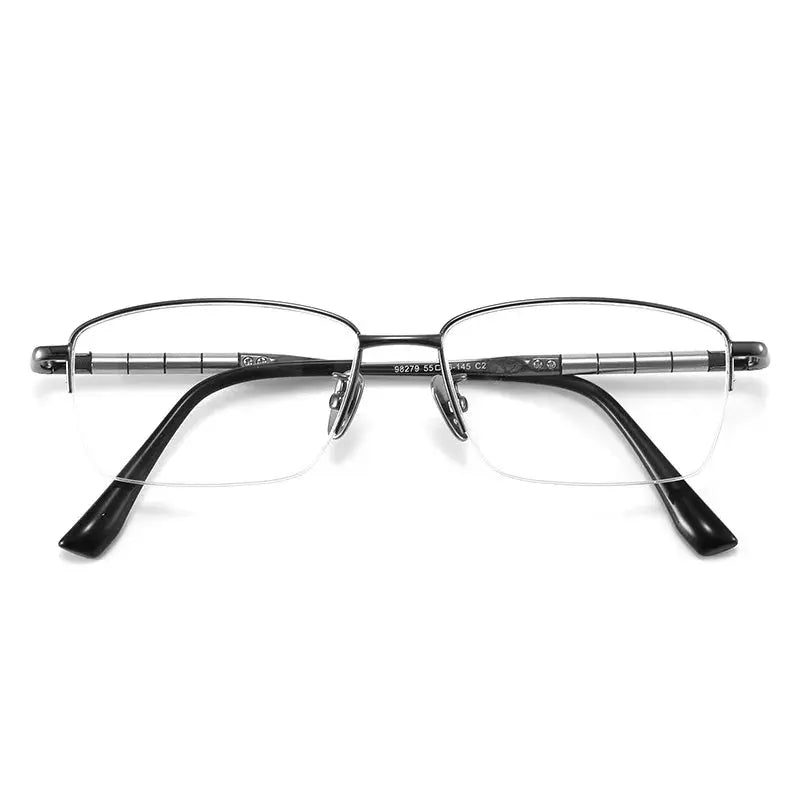 Unisex Square Semi-Rimless Titanium Prescription Glasses 98279 — view 5 | Rx Spectacle
